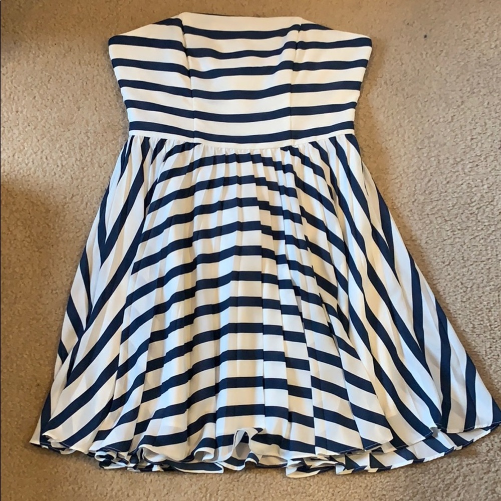 Navy and white striped dress